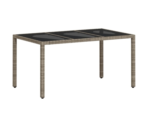 Mesa de jardín superficie de vidrio ratán PE gris 150x90x75 cm