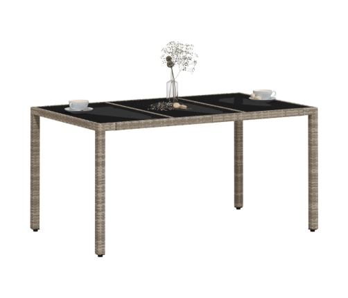 Mesa de jardín superficie de vidrio ratán PE gris 150x90x75 cm