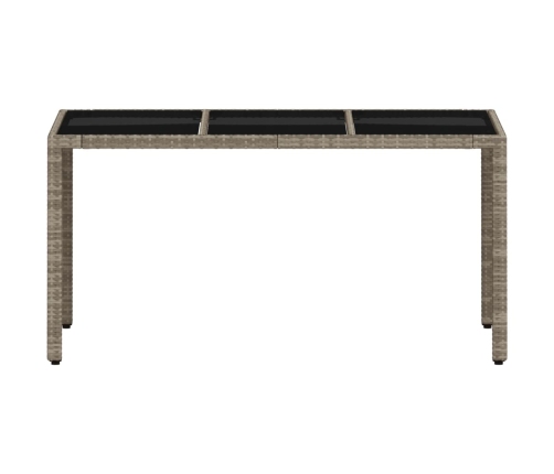 Mesa de jardín superficie de vidrio ratán PE gris 150x90x75 cm