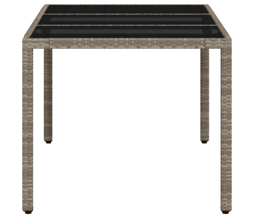 Mesa de jardín superficie de vidrio ratán PE gris 150x90x75 cm