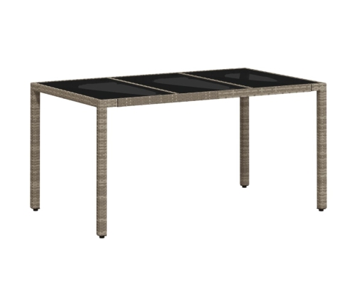 Mesa de jardín superficie de vidrio ratán PE gris 150x90x75 cm