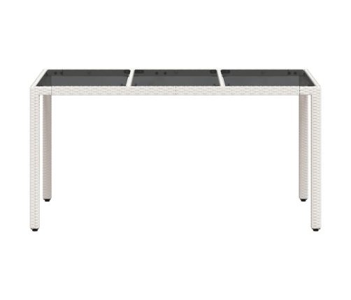 Mesa de jardín superficie de vidrio ratán PE blanco 150x90x75cm