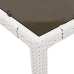 Mesa de jardín superficie de vidrio ratán PE blanco 150x90x75cm