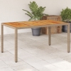 Mesa de jardín ratán PE y madera acacia beige 150x90x75 cm