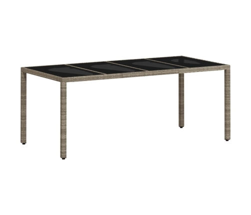 Mesa de jardín superficie de vidrio ratán PE gris 190x90x75 cm