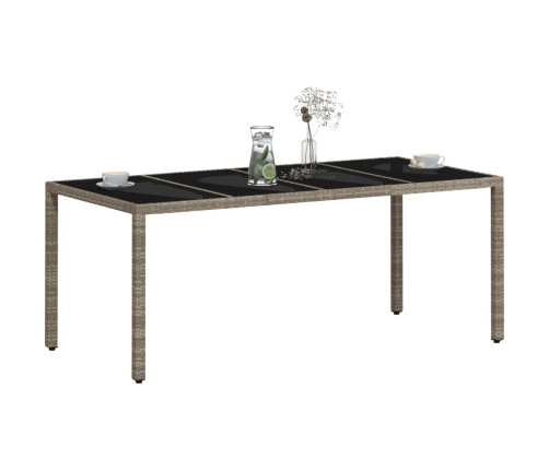 Mesa de jardín superficie de vidrio ratán PE gris 190x90x75 cm