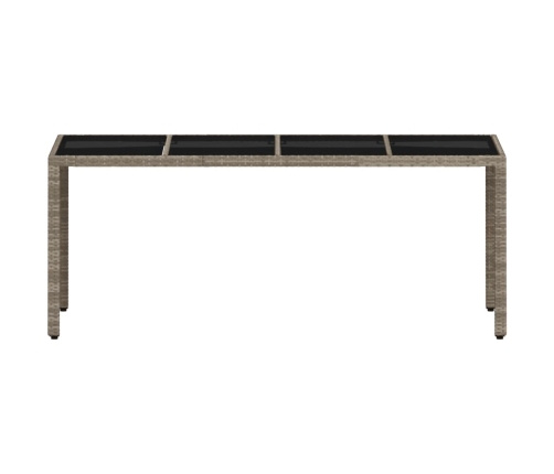 Mesa de jardín superficie de vidrio ratán PE gris 190x90x75 cm