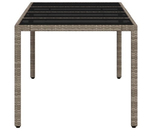 Mesa de jardín superficie de vidrio ratán PE gris 190x90x75 cm