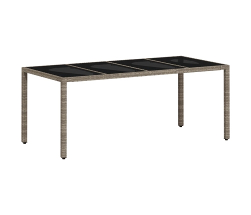 Mesa de jardín superficie de vidrio ratán PE gris 190x90x75 cm