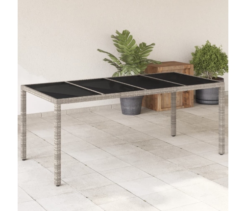 Mesa de jardín superficie de vidrio ratán PE gris 190x90x75 cm