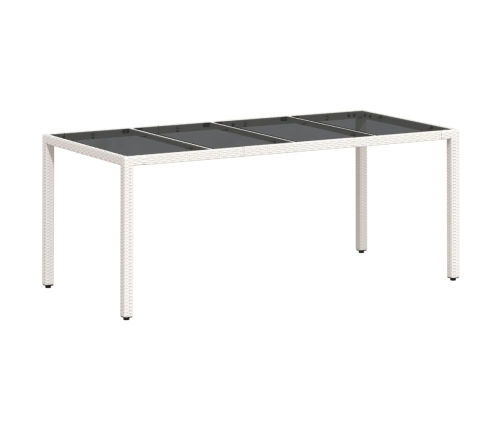 vidaXL Mesa de jardín superficie de vidrio ratán PE blanco 190x90x75cm