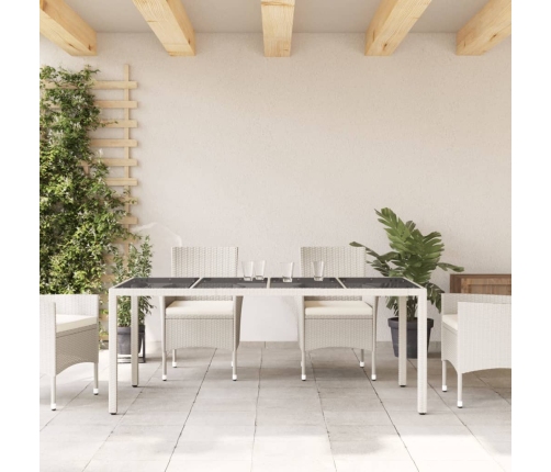 vidaXL Mesa de jardín superficie de vidrio ratán PE blanco 190x90x75cm