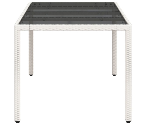 vidaXL Mesa de jardín superficie de vidrio ratán PE blanco 190x90x75cm