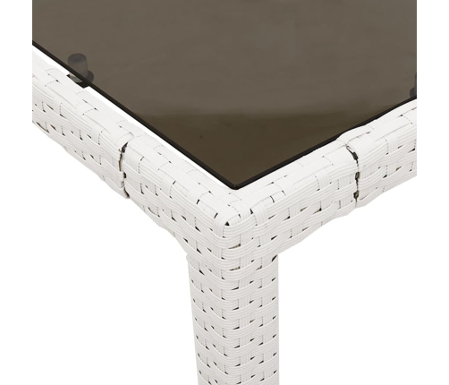 Mesa de jardín superficie de vidrio ratán PE blanco 190x90x75cm