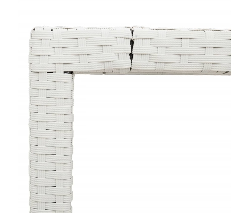 Mesa de jardín superficie de vidrio ratán PE blanco 190x90x75cm