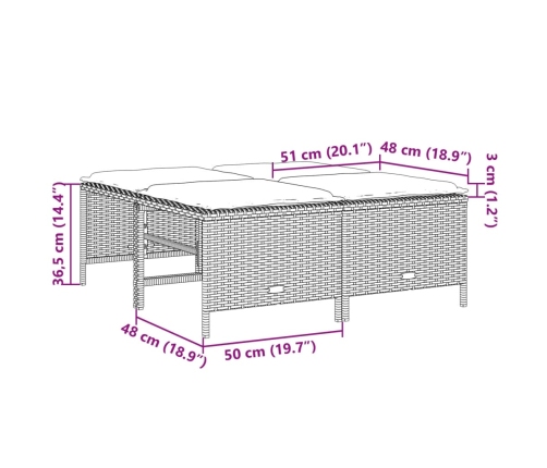 vidaXL Taburetes de jardín con cojines 4 uds ratán sintético marrón