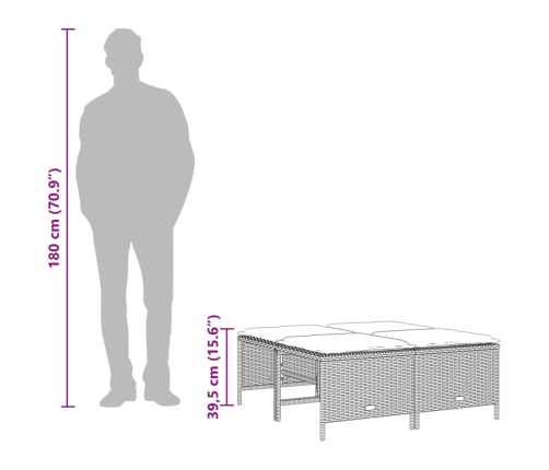 Taburetes de jardín con cojines 4 uds ratán sintético beige