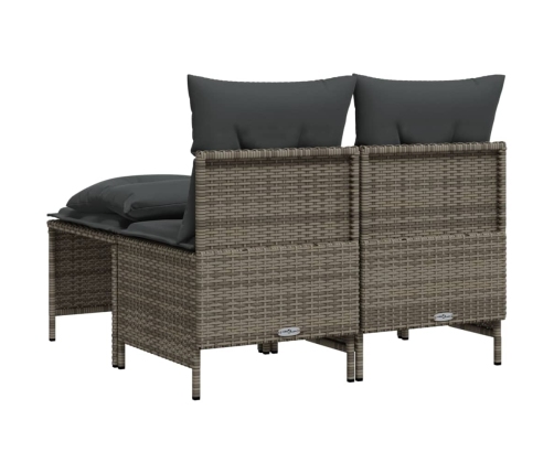 Set de sofás de jardín 4 pzas y cojines ratán sintético gris