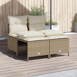 Juego de sofás jardín con cojines 4 pzas ratán sintético beige