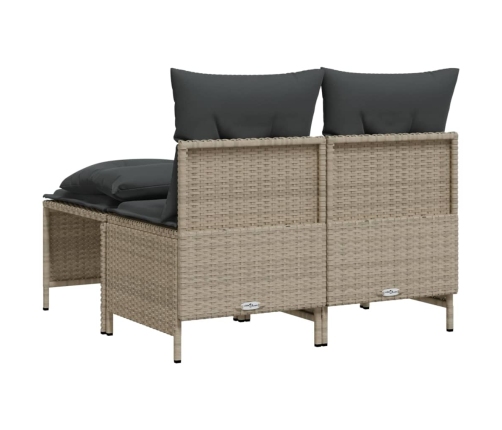 Set de sofás de jardín 4 pzas y cojines ratán sintético gris