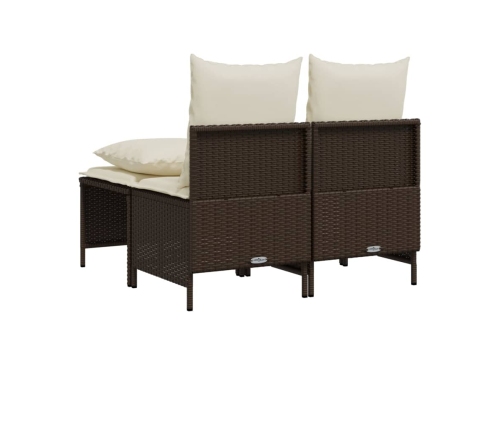Set de sofás de jardín 4 pzas y cojines ratán sintético marrón