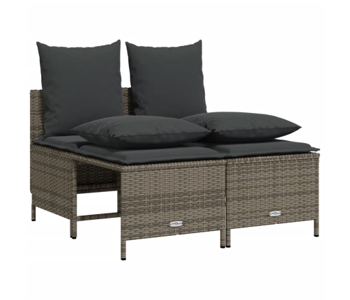 Set de sofás de jardín 4 pzas y cojines ratán sintético gris