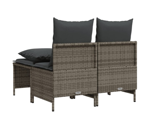 Set de sofás de jardín 4 pzas y cojines ratán sintético gris