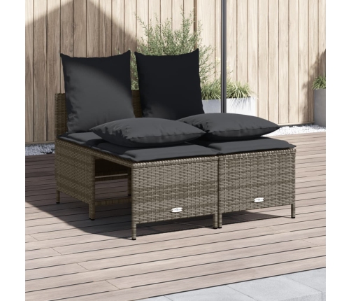Set de sofás de jardín 4 pzas y cojines ratán sintético gris