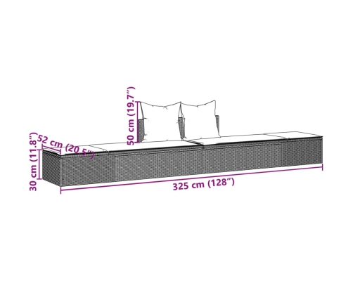 vidaXL Tumbona doble con cojines ratán sintético gris claro