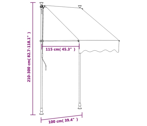 Toldo retráctil de tela y acero gris antracita 100x150 cm