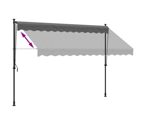 Toldo retráctil de tela y acero gris antracita 300x150 cm