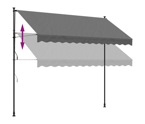 Toldo retráctil de tela y acero gris antracita 300x150 cm