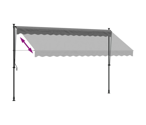 Toldo retráctil de tela y acero gris antracita 350x150 cm