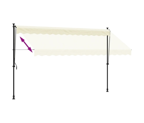 Toldo retráctil de tela y acero crema 350x150 cm