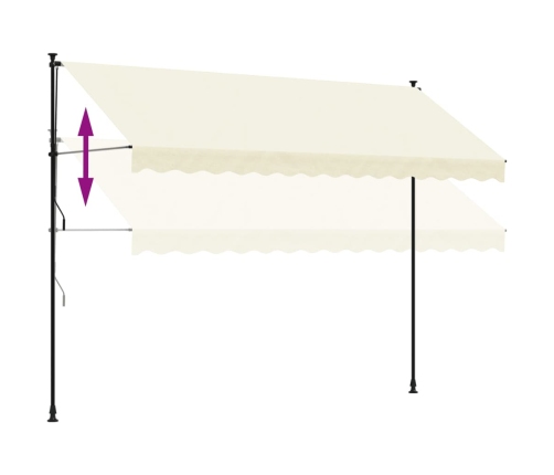 Toldo retráctil de tela y acero crema 350x150 cm