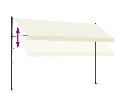 Toldo retráctil de tela y acero crema 400x150 cm