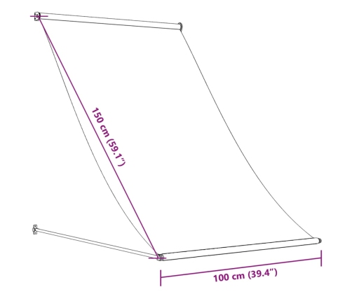 Toldo retráctil de tela y acero gris antracita 100x150 cm