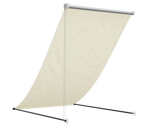 Toldo retráctil de tela y acero crema 100x150 cm