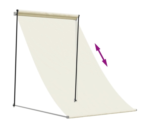 Toldo retráctil de tela y acero crema 100x150 cm