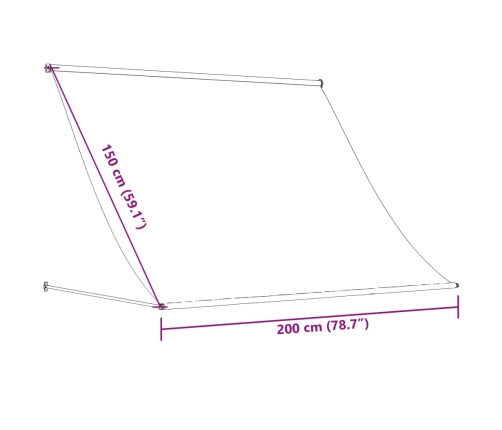 Toldo retráctil tela y acero crema 200x150 cm