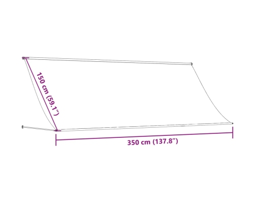 Toldo retráctil de tela y acero crema 350x150 cm