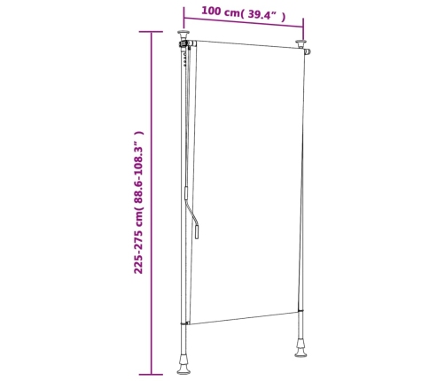 Persiana enrollable exterior tela acero azul blanco 100x270 cm