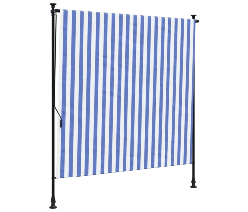 Persiana enrollable exterior tela acero azul blanco 150x270 cm