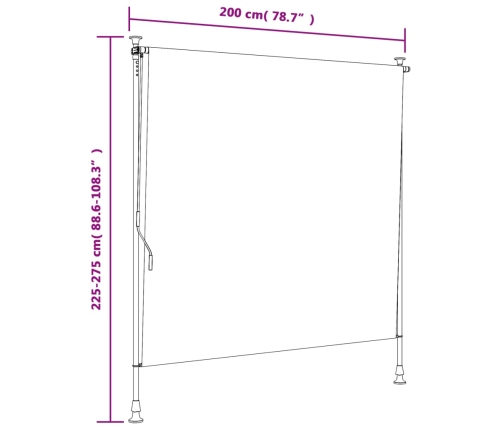 Persiana enrollable exterior tela acero azul blanco 200x270 cm