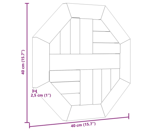 Tablero de mesa octogonal de madera maciza de teca 40x40x2,5 cm