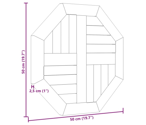 Tablero de mesa octogonal de madera maciza de teca 50x50x2,5 cm