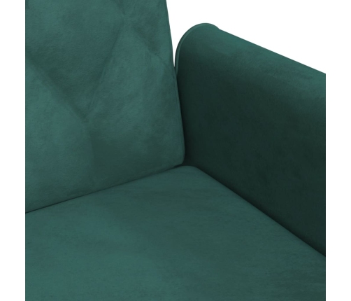 Sofá cama 2 plazas y almohadas taburete terciopelo verde oscuro