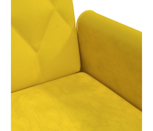 Sofá cama 2 plazas con almohadas taburete terciopelo amarillo