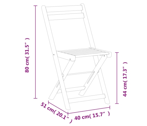 Sillas de terraza plegables 4 uds madera maciza de acacia