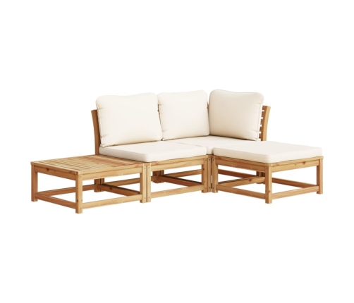 Set de muebles de jardín 4 pzs y cojines madera maciza acacia